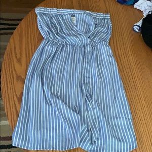 Blue and white striped dress